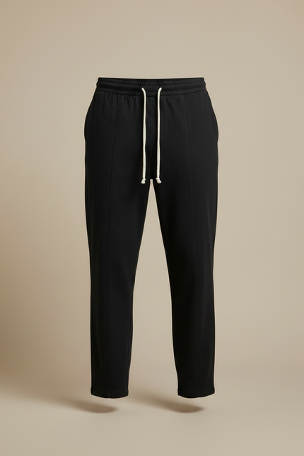 Pantalon Noir Coton Lin Droit Décontracté Homme - vue 3