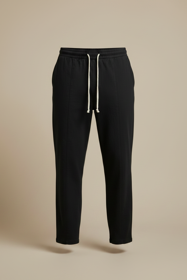 Pantalon Noir Coton Lin Droit Décontracté Homme - vue 3