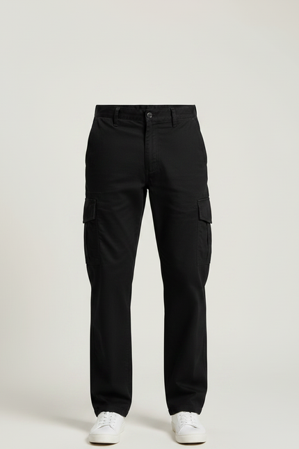 Pantalon Noir Cargo Coton Ample Décontracté Homme - vue 3