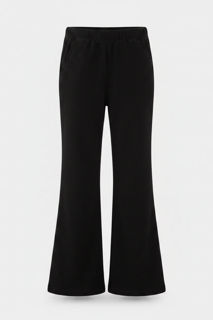 Pantalon Noir Côtelé Ample Confortable Enfant - Cordé - vue 3