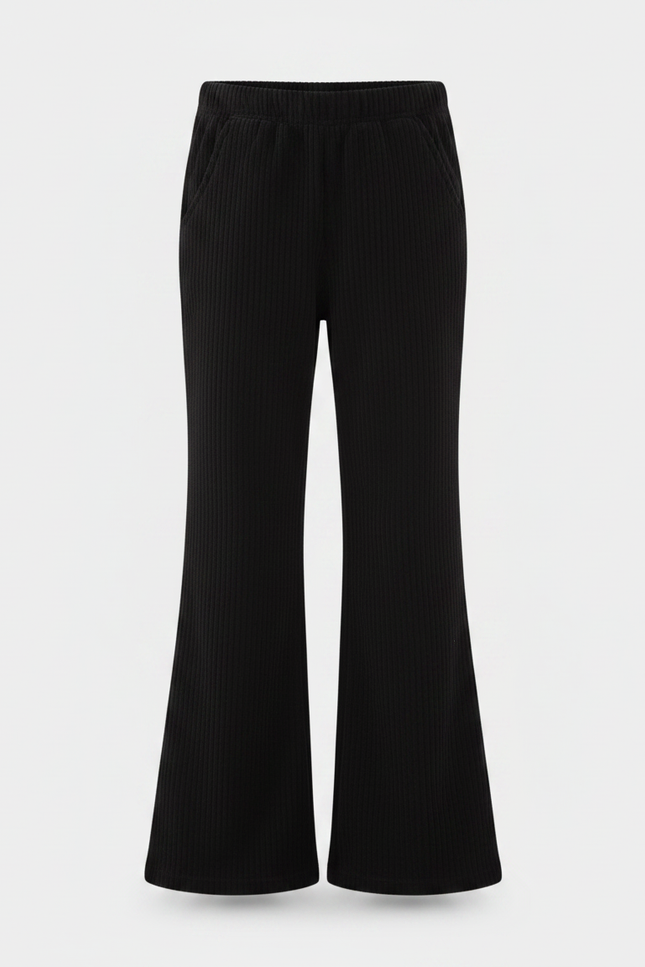 Pantalon Noir Côtelé Ample Confortable Enfant - Cordé - vue 3