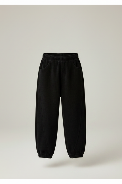 Pantalon Noir Côtelé Ample Décontracté Enfant Sport - Cordé - vue 3