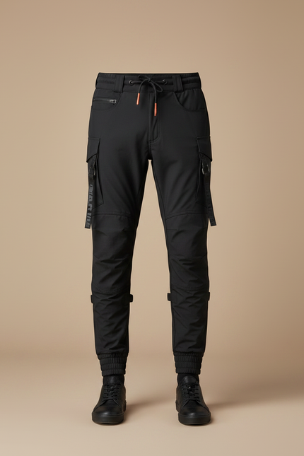 Pantalon Noir Cargo Homme Technique Urbain Ajusté - Polyester - vue 3