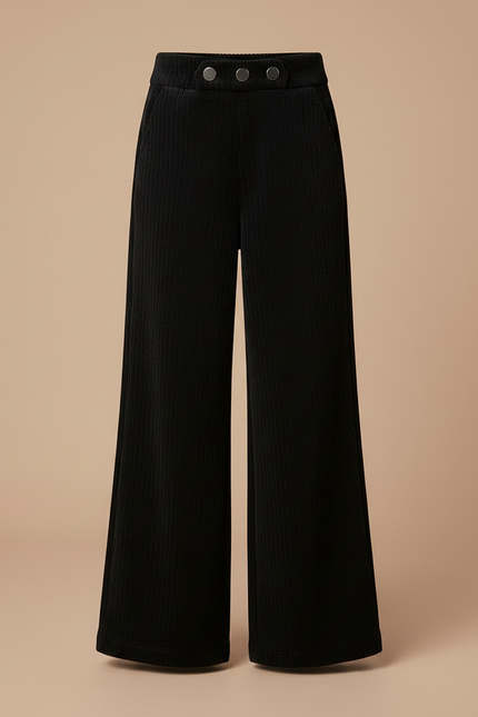 Pantalon Noir Côtelé Large Enfant Hiver - Cordé - vue 3