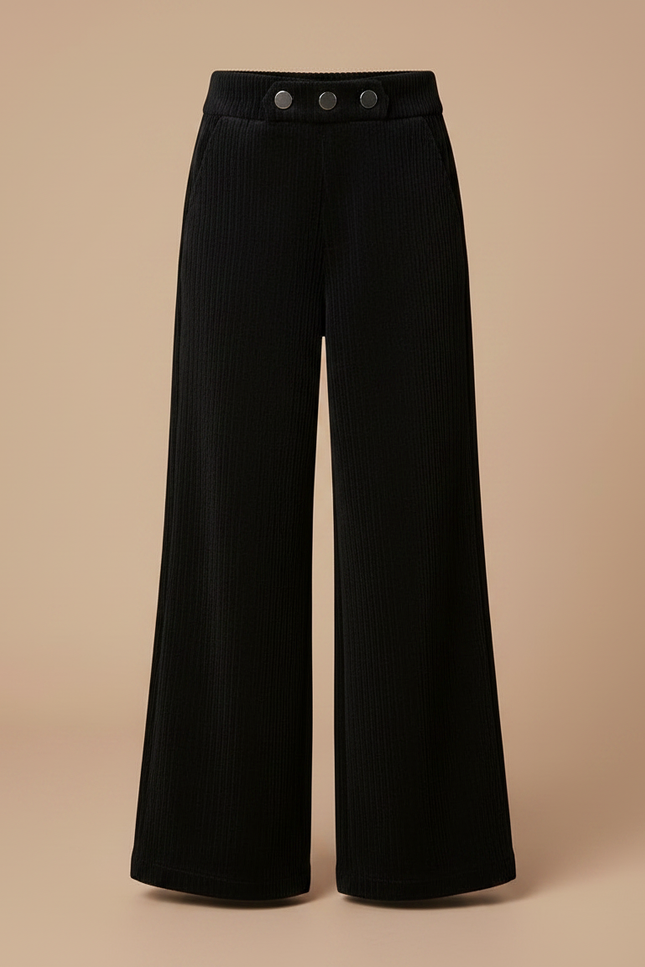 Pantalon Noir Côtelé Large Enfant Hiver - Cordé - vue 3