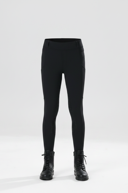 Pantalon Noir Équitation Enfant Silicone Adhérent Confortable - Polyester - vue 3