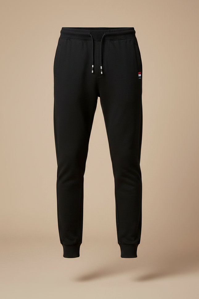 Pantalon Noir Jogger Cordon Sportif Homme Coton - Molleton - vue 3