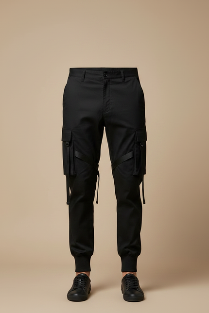 Pantalon Noir Cargo Ample Décontracté Streetwear Homme - Gabardine - vue 3