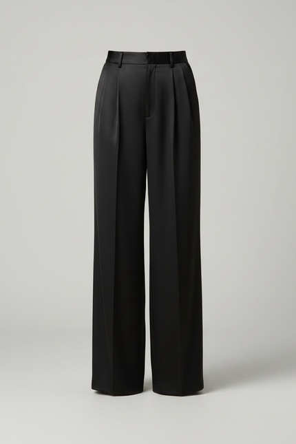Pantalon Fluide Satin Noir - vue 3