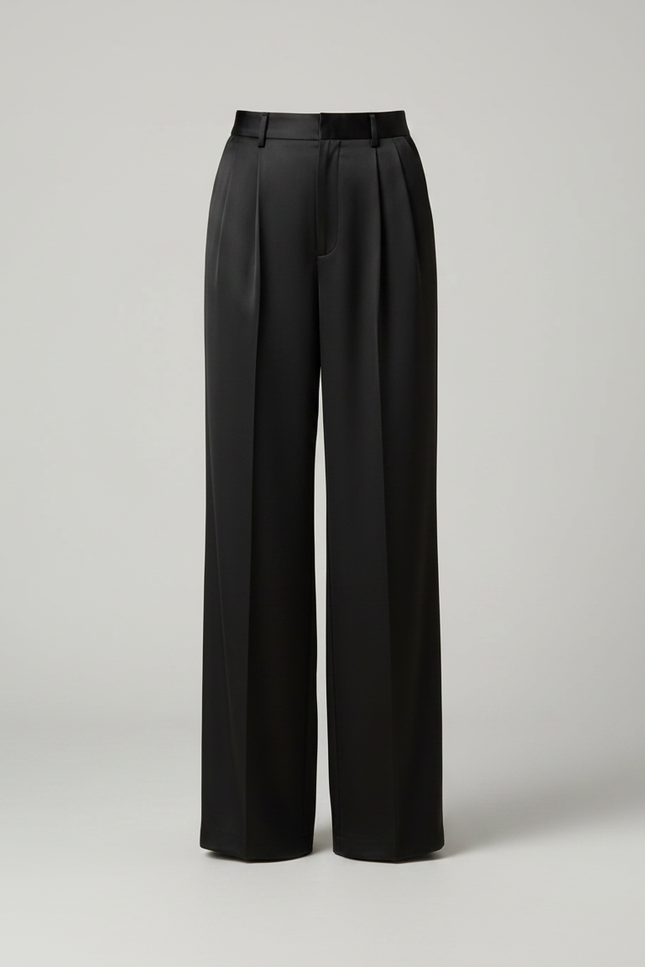 Pantalon Fluide Satin Noir - vue 3