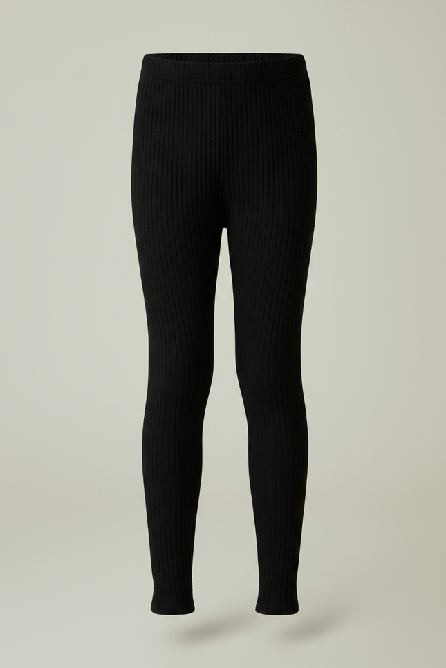 Pantalon Noir Côtelé Slim Enfant Élastique - Maille - vue 3