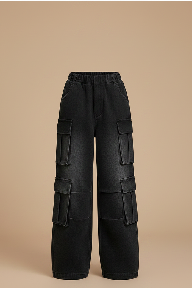 Pantalon Noir Cargo Ample Fille Multi-Poches - Jean - vue 3