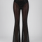 Pantalon Noir Transparent Paillettes Évasé Femme - Maille