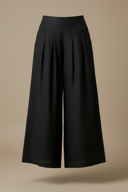 Pantalon Noir Femme Lin - vue 3