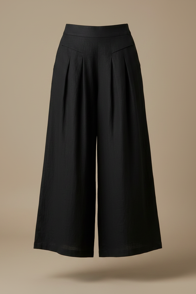 Pantalon Noir Femme Lin - vue 3