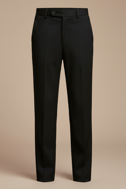 Pantalon Noir Droit Enfant Élégant Formel Rayé - Gabardine - vue 3