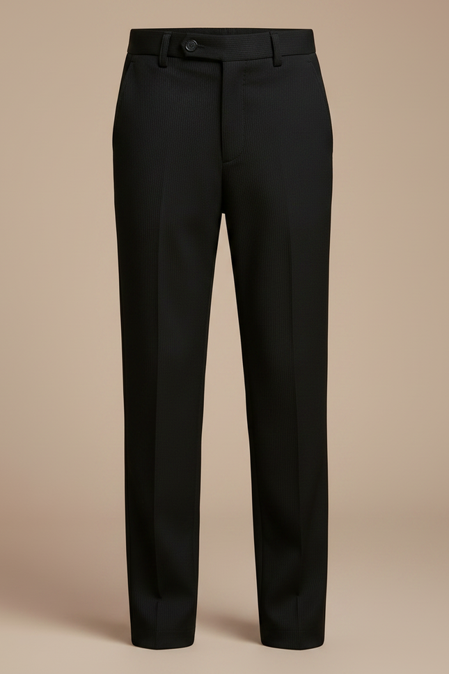 Pantalon Noir Droit Enfant Élégant Formel Rayé - Gabardine - vue 3