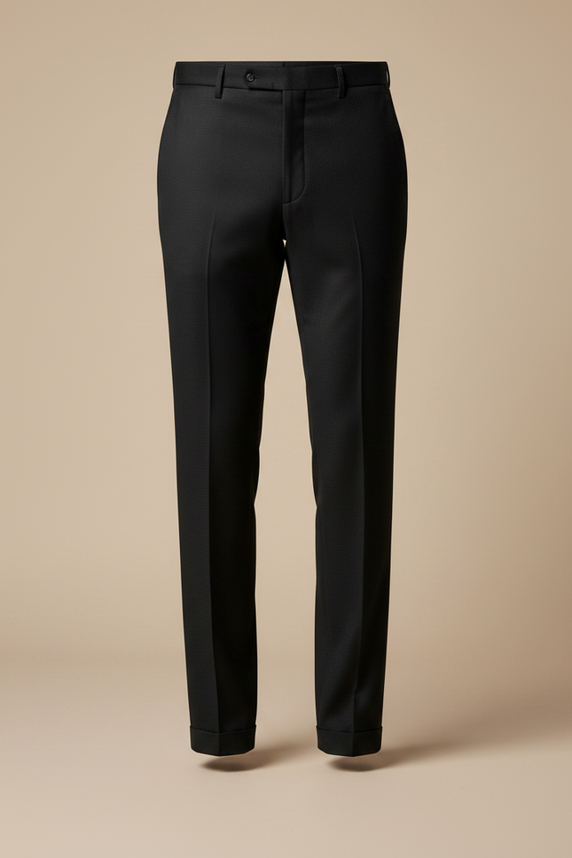 Pantalon Noir Homme Élégant Ajusté Formel Classique - Gabardine - vue 3