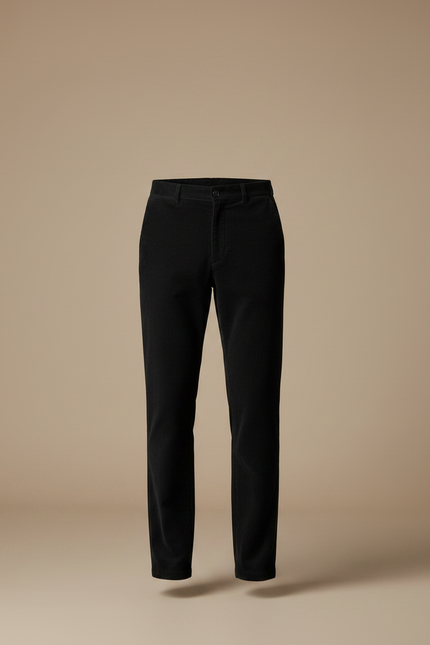 Pantalon Noir Côtelé Droit Homme Élégant - Cordé - vue 3