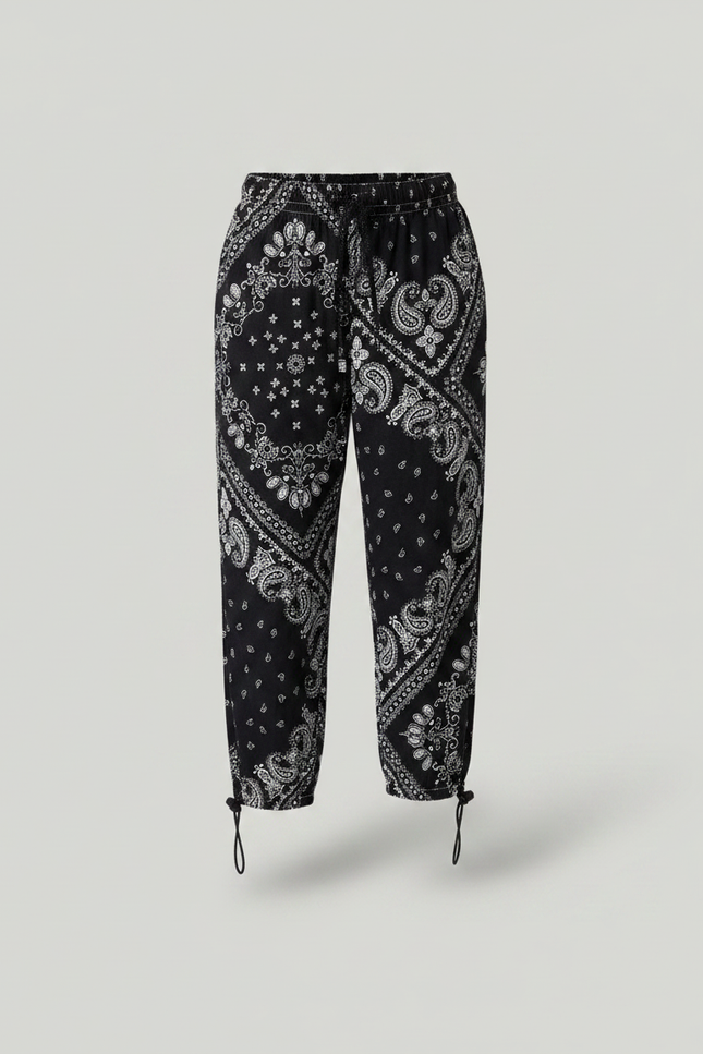 Pantalon Noir Bandana Ample Fille Décontracté - Viscose - vue 3