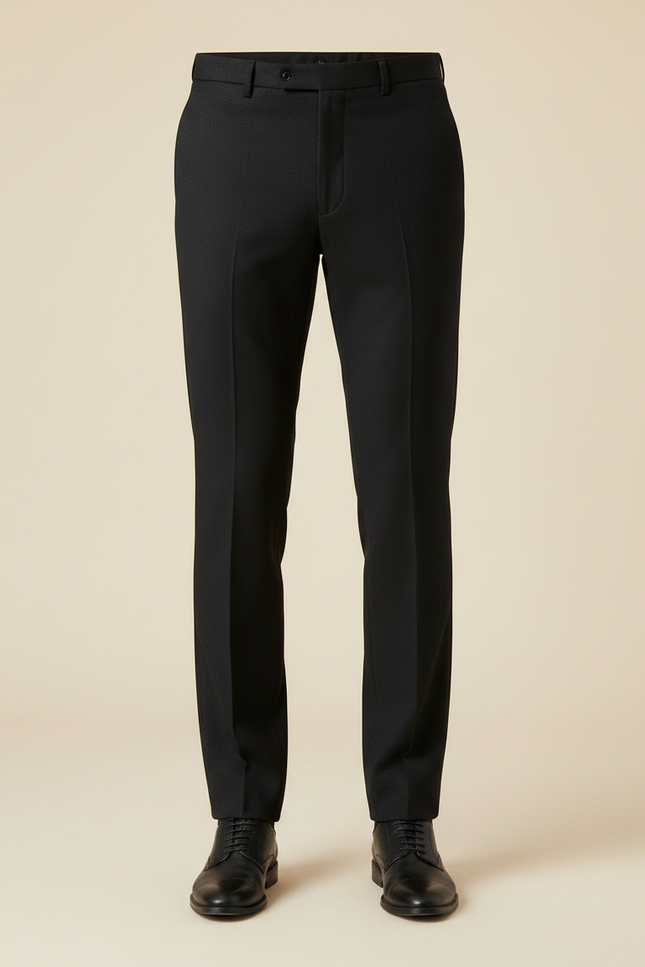 Pantalon Noir Laine Droit Élégant Habillé Homme - vue 3