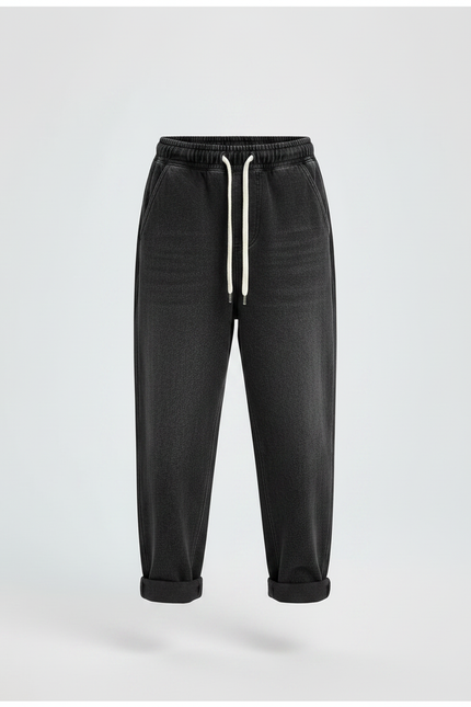Pantalon Noir Ample Cordon Garçon Décontracté - Molleton - vue 3