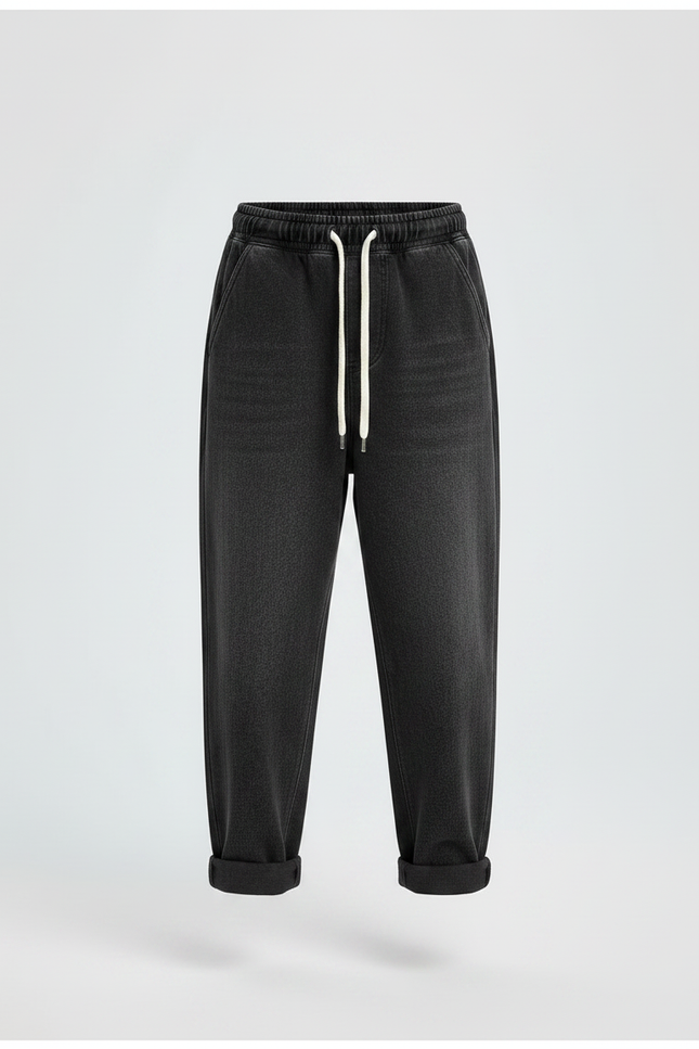 Pantalon Noir Ample Cordon Garçon Décontracté - Molleton - vue 3