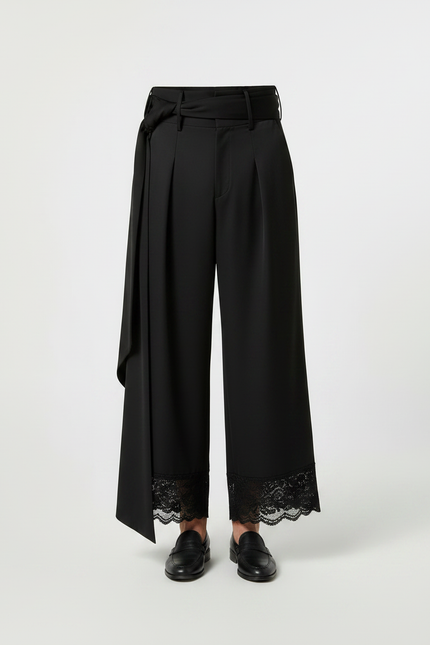 Pantalon Dentelle Noire - Polyester - vue 3