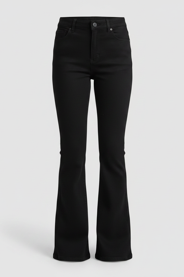 Pantalon Noir Évasé Taille Haute Fille Élégant - Maille - vue 3