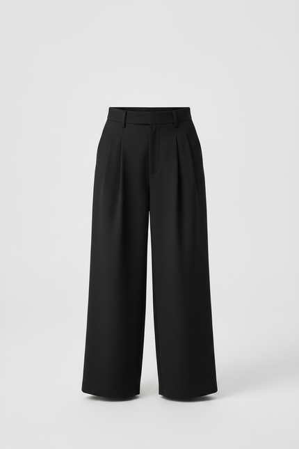 Pantalon Noir Ample Plissé Décontracté Enfant - Polyester - vue 3