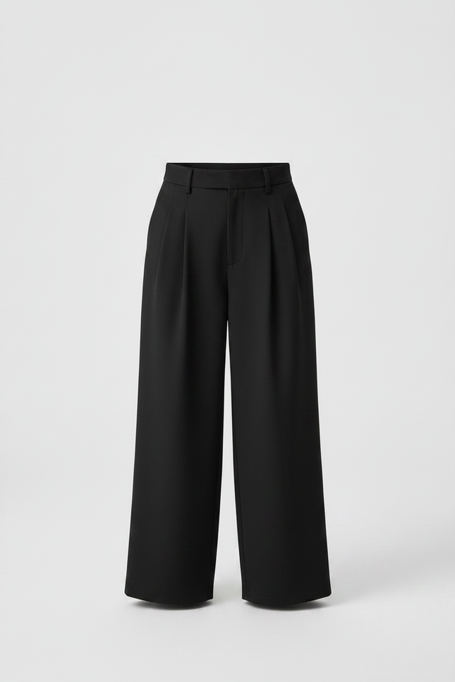 Pantalon Noir Ample Plissé Décontracté Enfant - Polyester - vue 3