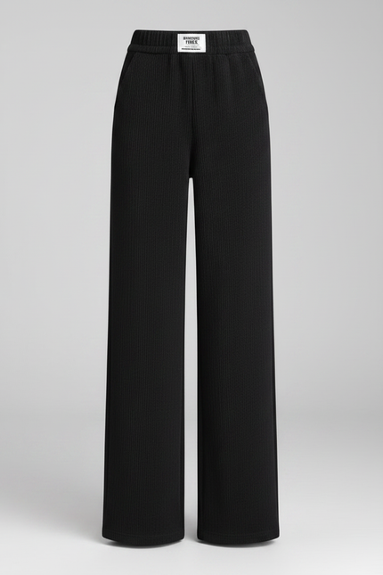 Pantalon Noir Ample Droit Taille Haute Moelleux - Molleton - vue 3