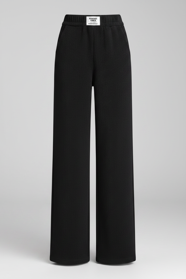Pantalon Noir Ample Droit Taille Haute Moelleux - Molleton - vue 3