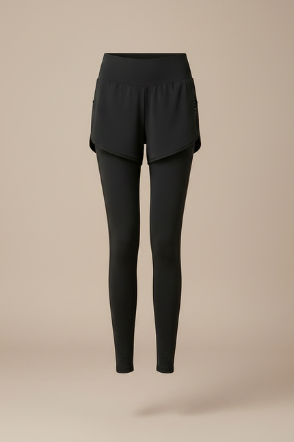 Pantalon Noir Legging Jupe Intégrée Sport Fitness - Polyester - vue 3