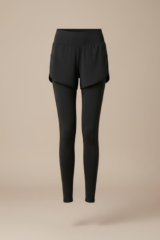 Pantalon Noir Legging Jupe Intégrée Sport Fitness - Polyester - vue 3