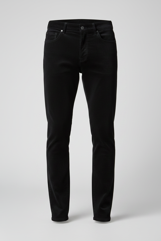 Pantalon Noir Velours Côtelé Slim Homme Élégant - Cordé - vue 3