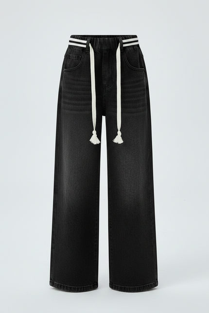 Pantalon Noir Ample Vintage Droit Enfant - Jean - vue 3