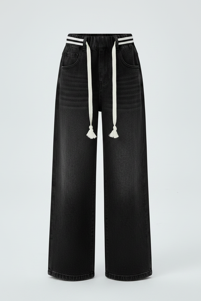 Pantalon Noir Ample Vintage Droit Enfant - Jean - vue 3