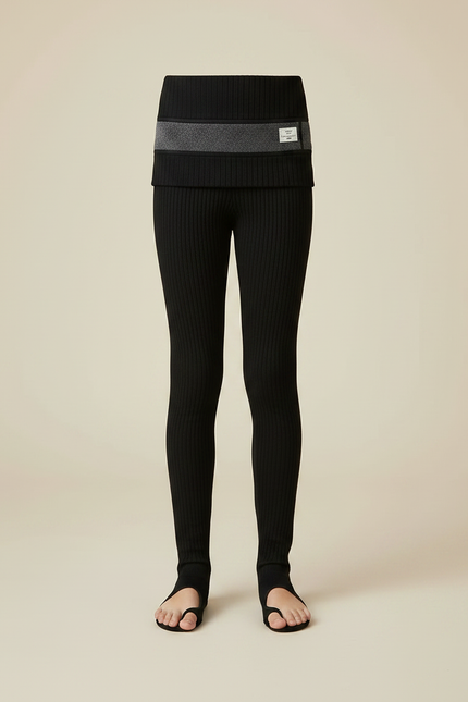 Pantalon Noir Côtelé Épais Fille Hiver Chaud - Maille - vue 3
