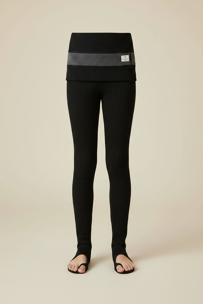 Pantalon Noir Côtelé Épais Fille Hiver Chaud - Maille - vue 3