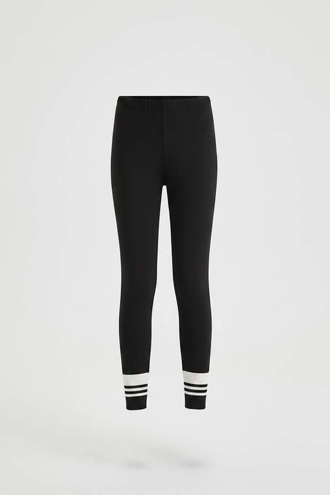 Pantalon Noir Leggings Sportif Rayures Blanches Confortable Fille - Polyester - vue 3