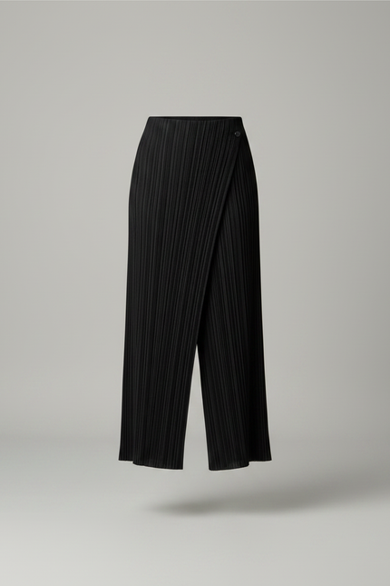 Pantalon Noir Plissé Ample Fluide Femme - Polyester - vue 3