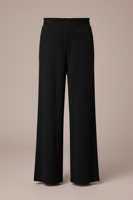 Pantalon Noir Large Plissé Confortable Fille - Maille - vue 3