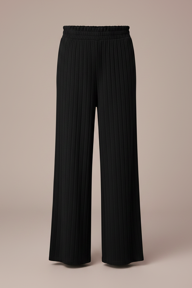 Pantalon Noir Large Plissé Confortable Fille - Maille - vue 3