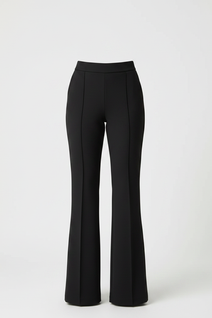 Pantalon Noir Taille Haute Évasé Chic Femme - Polyester - vue 3