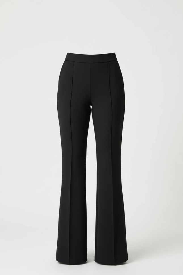 Pantalon Noir Taille Haute Évasé Chic Femme - Polyester - vue 3