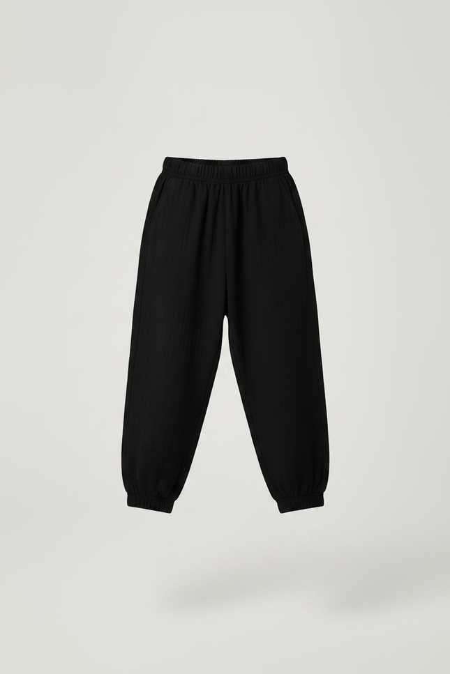 Pantalon Noir Ample Lin Coton Enfant Décontracté - vue 3