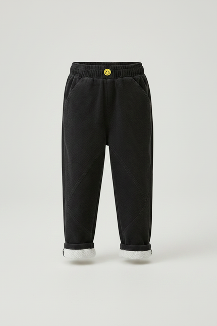 Pantalon Noir Côtelé Ample Doublé Enfant - Cordé - vue 3