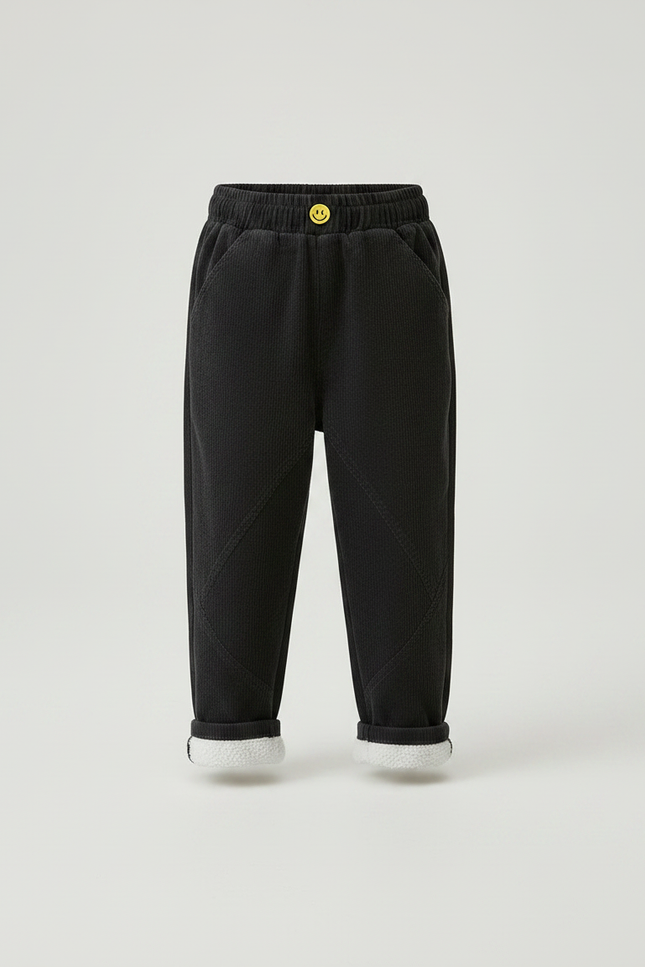 Pantalon Noir Côtelé Ample Doublé Enfant - Cordé - vue 3