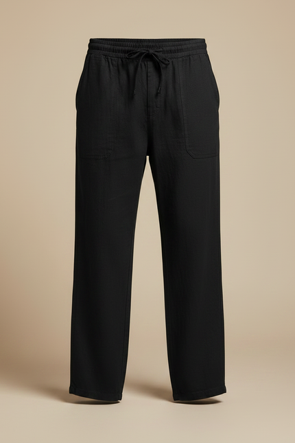 Pantalon Lin Noir Large - vue 3